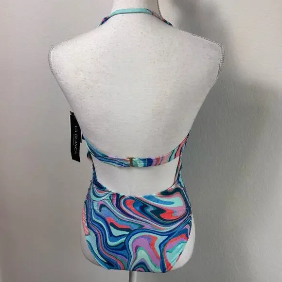LA BLANCA WOMEN'S ONE PIECE SWIMSUIT BANDEAU TUMMY CONTROL BATHING SUIT SIZE 4 - Picture 6 of 6